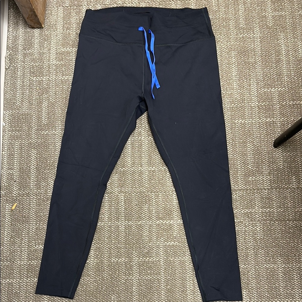 Peloton Black Leggings with Blue Drawstring